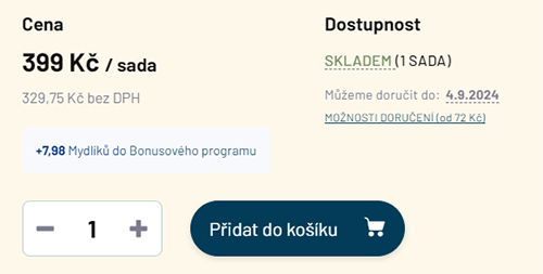 Dostupnost zbozi na Mydlifik.cz